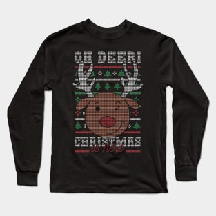 Funny Deer Ugly Christmas Sweater Long Sleeve T-Shirt